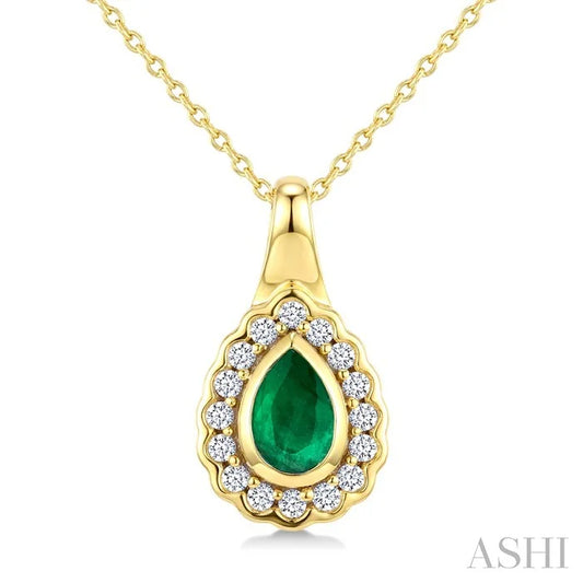 Bold Pear Shape Gemstone & Diamond Pendant
