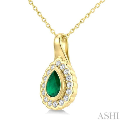 Bold Pear Shape Gemstone & Diamond Pendant