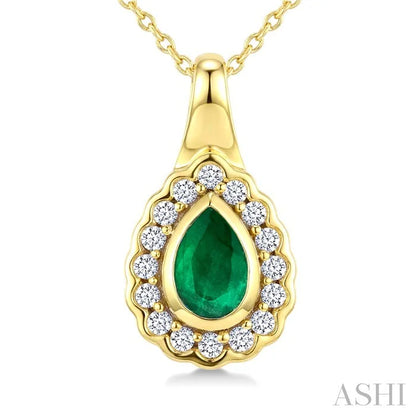 Bold Pear Shape Gemstone & Diamond Pendant