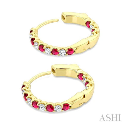 Inside-Out Alternate Gemstone & Diamond Hoop Earrings