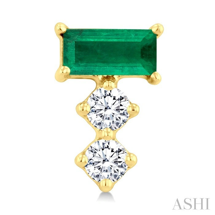 Emerald Shape Gemstone & Petite Diamond Earrings