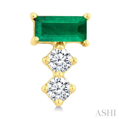 Emerald Shape Gemstone & Petite Diamond Earrings