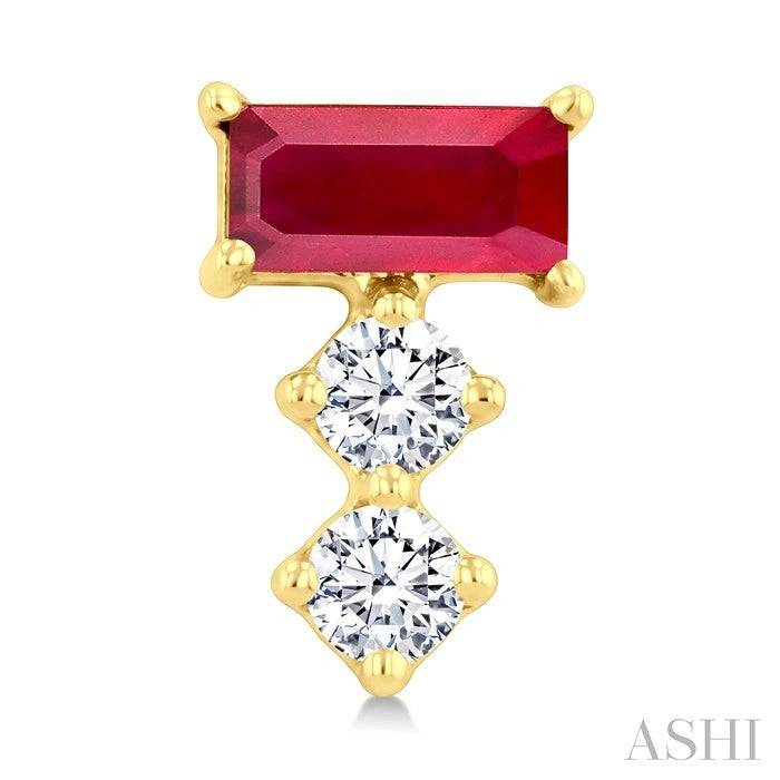 Emerald Shape Gemstone & Petite Diamond Earrings