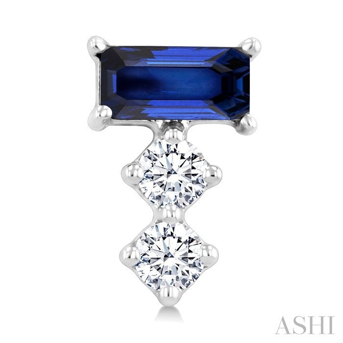 Emerald Shape Gemstone & Petite Diamond Earrings