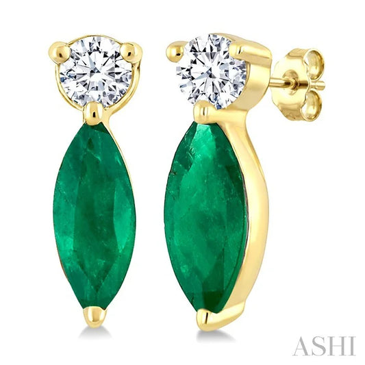Marquise Shape Gemstone & Petite Diamond Earrings