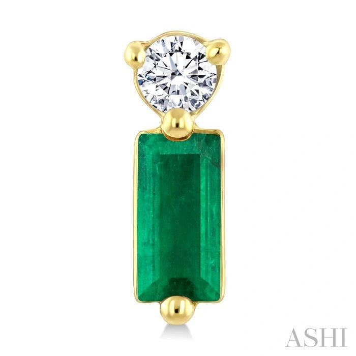 Emerald Shape Gemstone & Petite Diamond Earrings