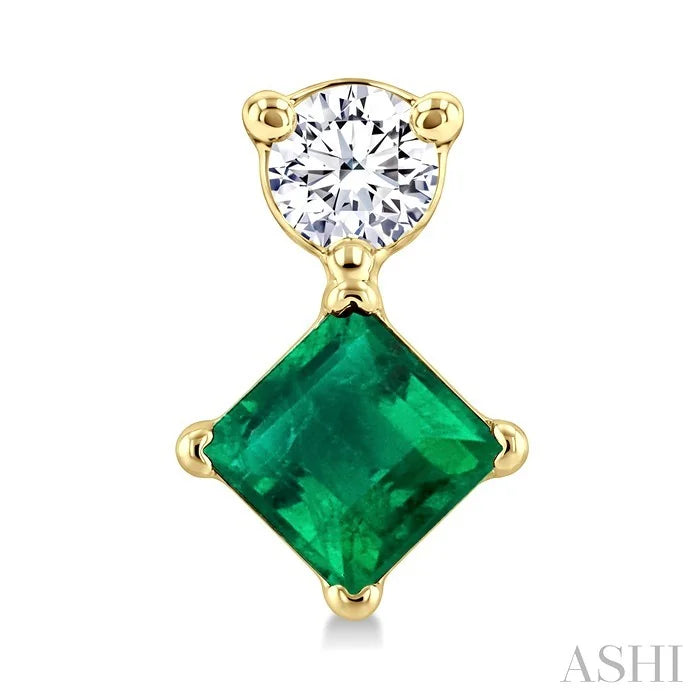 Princess Shape Gemstone & Petite Diamond Earrings