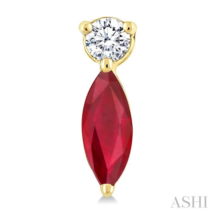 Marquise Shape Gemstone & Petite Diamond Earrings