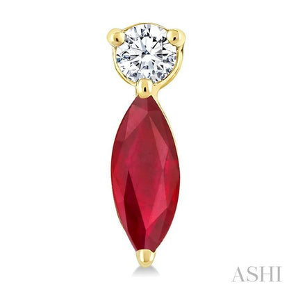 Marquise Shape Gemstone & Petite Diamond Earrings