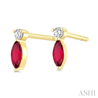 Marquise Shape Gemstone & Petite Diamond Earrings
