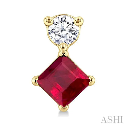Princess Shape Gemstone & Petite Diamond Earrings