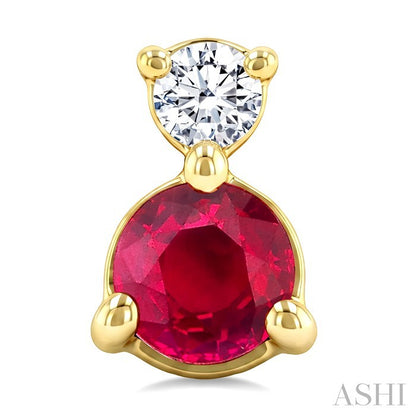 Round Shape Gemstone & Petite Diamond Earrings