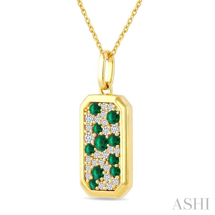Emerald Shape Pave-Set Gemstone & Diamond Pendant