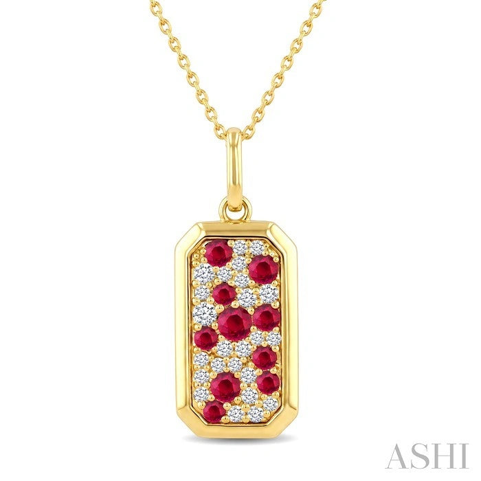 Emerald Shape Pave-Set Gemstone & Diamond Pendant