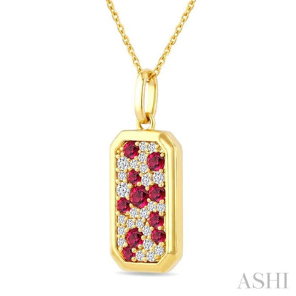 Emerald Shape Pave-Set Gemstone & Diamond Pendant