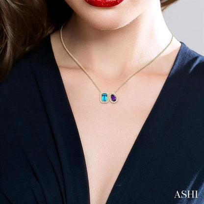 Toi Et Moi Gemstone & Halo Diamond Fashion Pendant