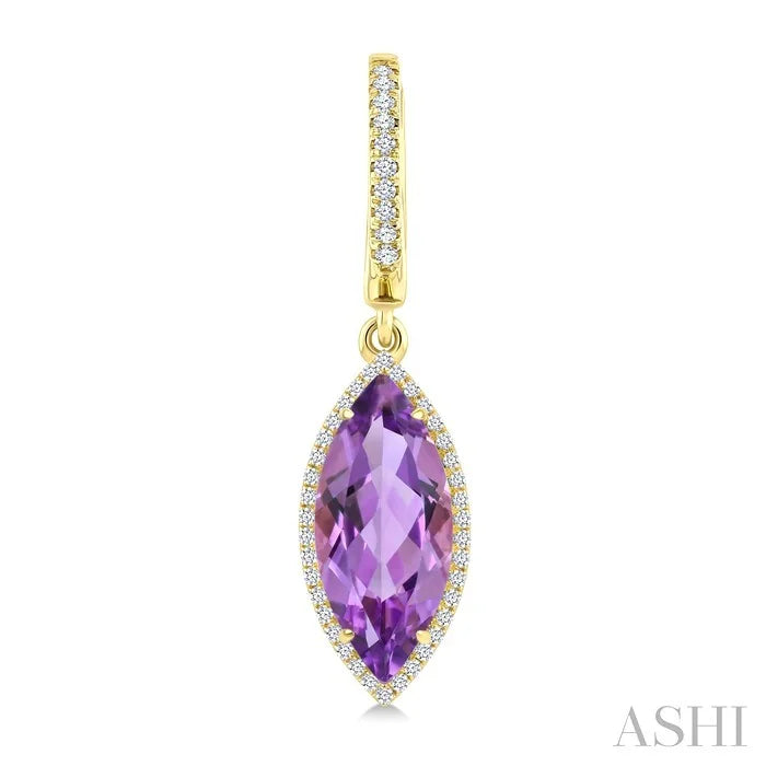 Evoque Gemstone Marquise Shape & Halo Diamond Earrings
