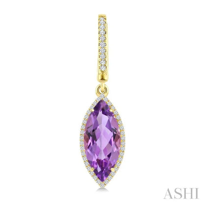 Evoque Gemstone Marquise Shape & Halo Diamond Earrings