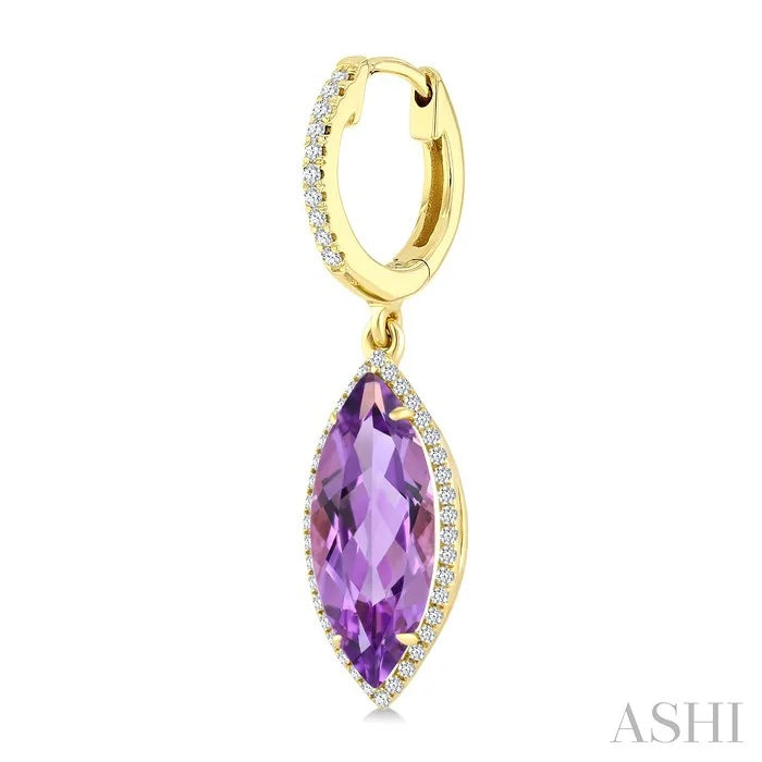 Evoque Gemstone Marquise Shape & Halo Diamond Earrings