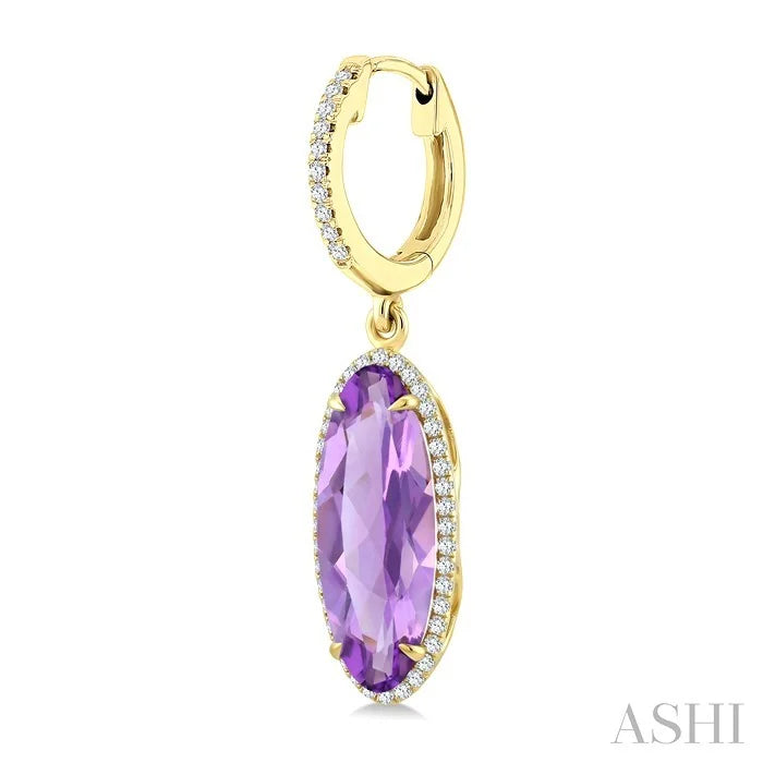 Evoque Gemstone Oval Shape & Halo Diamond Earrings