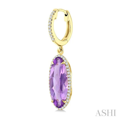 Evoque Gemstone Oval Shape & Halo Diamond Earrings