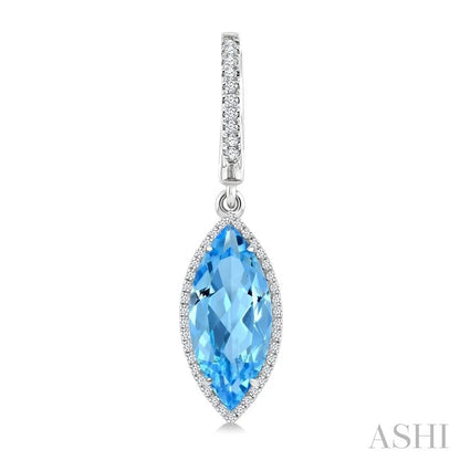 Evoque Gemstone Marquise Shape & Halo Diamond Earrings
