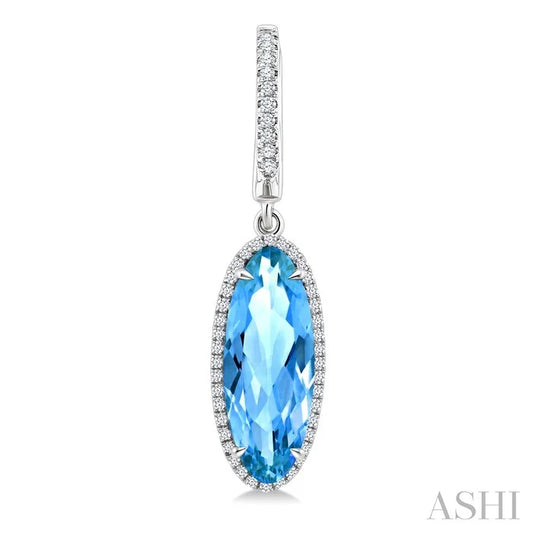 Evoque Gemstone Oval Shape & Halo Diamond Earrings
