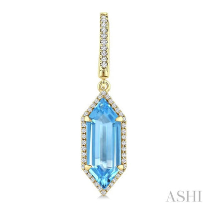 Evoque Gemstone Hexagon Shape & Halo Diamond Earrings