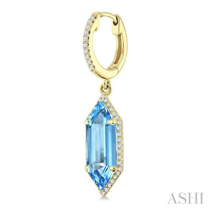 Evoque Gemstone Hexagon Shape & Halo Diamond Earrings
