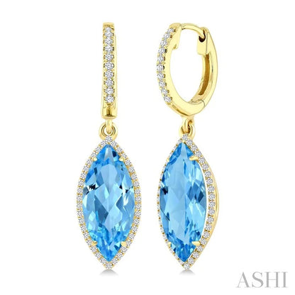 Evoque Gemstone Marquise Shape & Halo Diamond Earrings