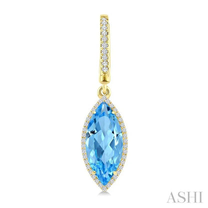 Evoque Gemstone Marquise Shape & Halo Diamond Earrings