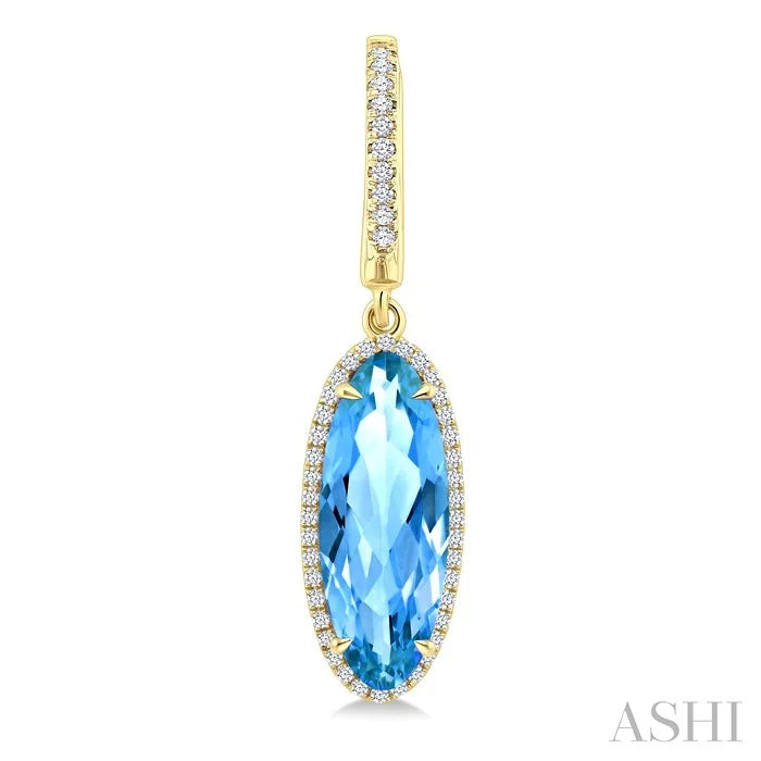 Evoque Gemstone Oval Shape & Halo Diamond Earrings