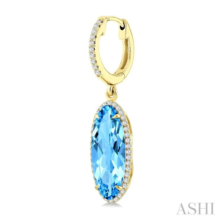 Evoque Gemstone Oval Shape & Halo Diamond Earrings