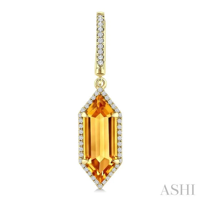 Evoque Gemstone Hexagon Shape & Halo Diamond Earrings