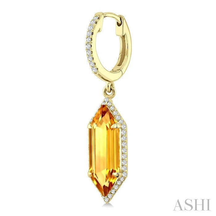 Evoque Gemstone Hexagon Shape & Halo Diamond Earrings