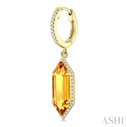 Evoque Gemstone Hexagon Shape & Halo Diamond Earrings
