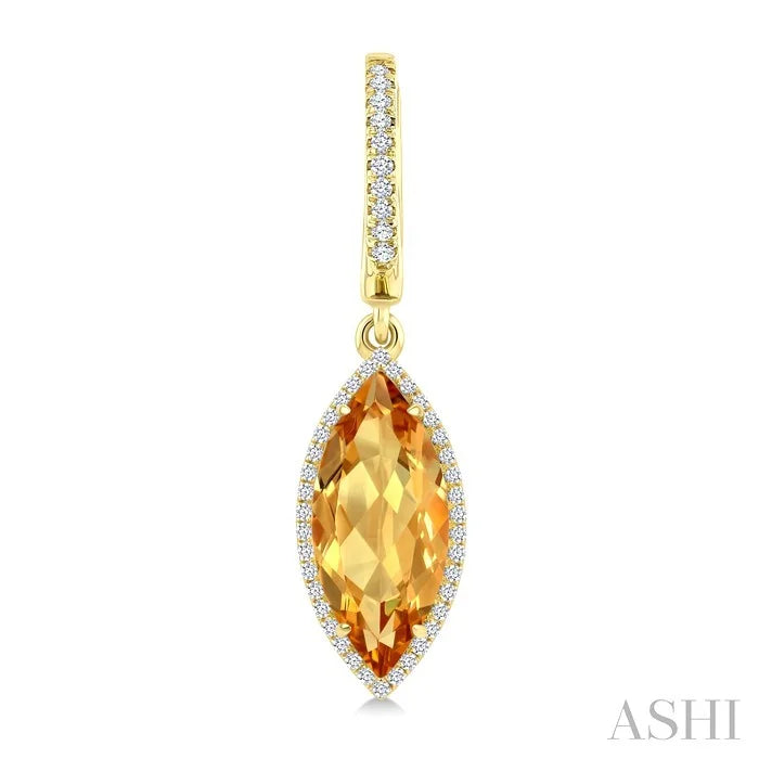 Evoque Gemstone Marquise Shape & Halo Diamond Earrings