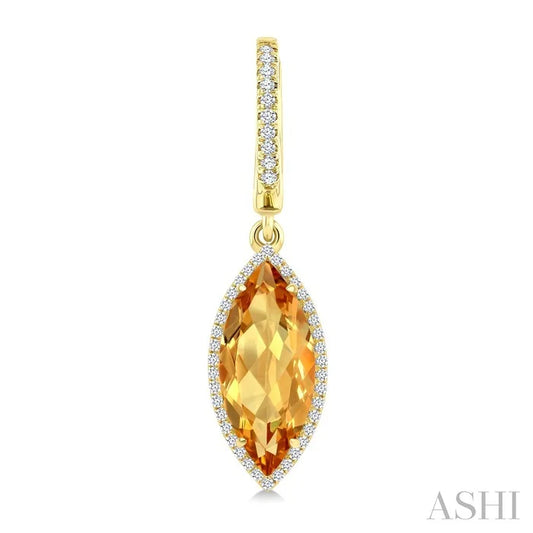 Evoque Gemstone Marquise Shape & Halo Diamond Earrings