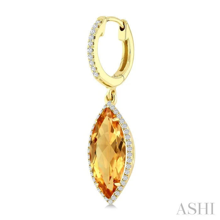 Evoque Gemstone Marquise Shape & Halo Diamond Earrings