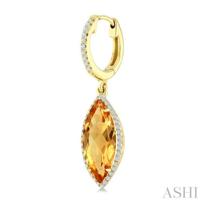 Evoque Gemstone Marquise Shape & Halo Diamond Earrings