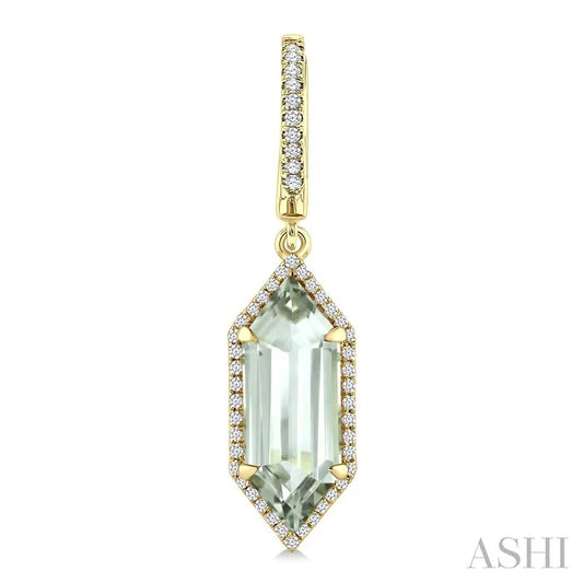 Evoque Gemstone Hexagon Shape & Halo Diamond Earrings