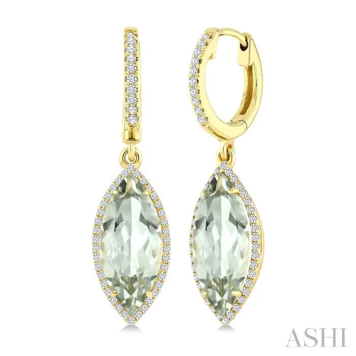Evoque Gemstone Marquise Shape & Halo Diamond Earrings