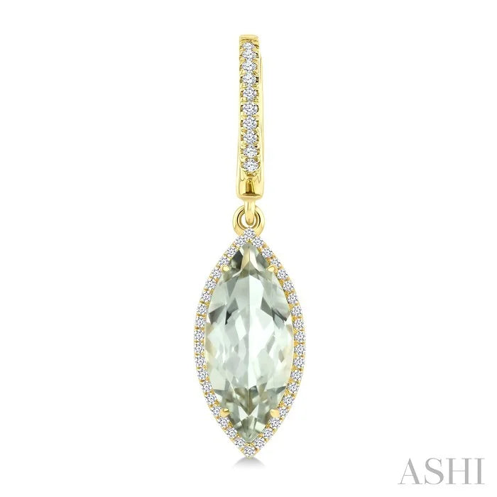 Evoque Gemstone Marquise Shape & Halo Diamond Earrings