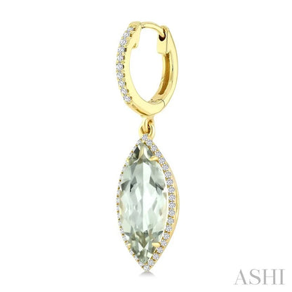 Evoque Gemstone Marquise Shape & Halo Diamond Earrings