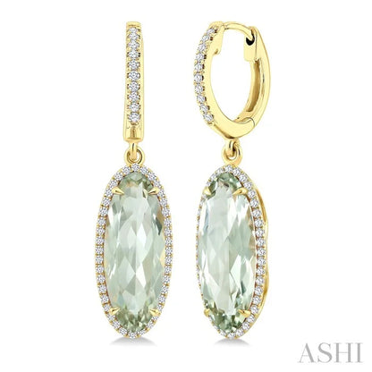 Evoque Gemstone Oval Shape & Halo Diamond Earrings