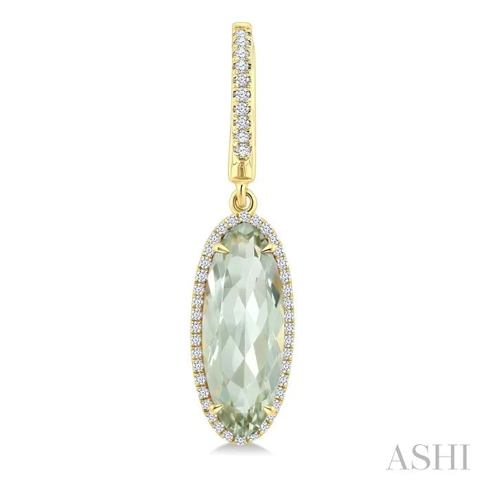 Evoque Gemstone Oval Shape & Halo Diamond Earrings