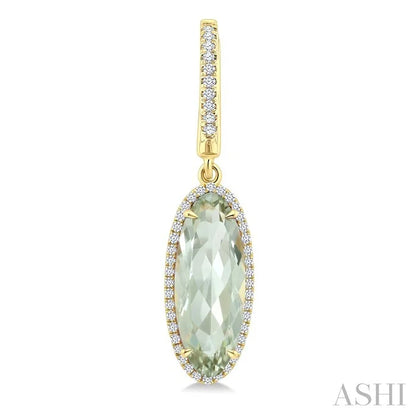 Evoque Gemstone Oval Shape & Halo Diamond Earrings