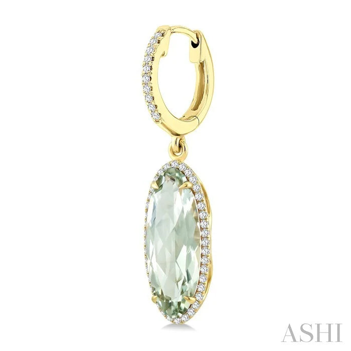 Evoque Gemstone Oval Shape & Halo Diamond Earrings