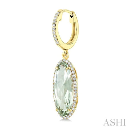 Evoque Gemstone Oval Shape & Halo Diamond Earrings