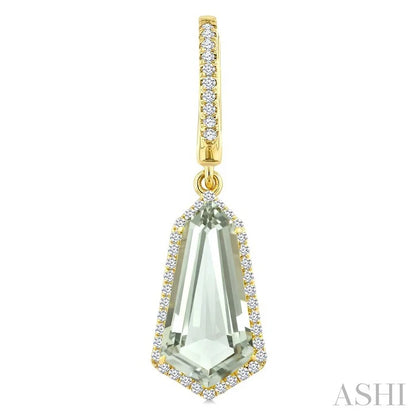 Evoque Gemstone Shield Shape & Halo Diamond Earrings